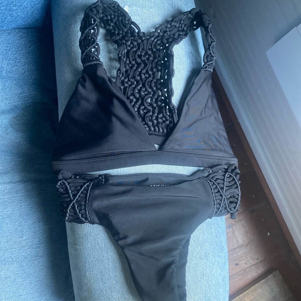 Mikoh Black Macrame Bikini Set